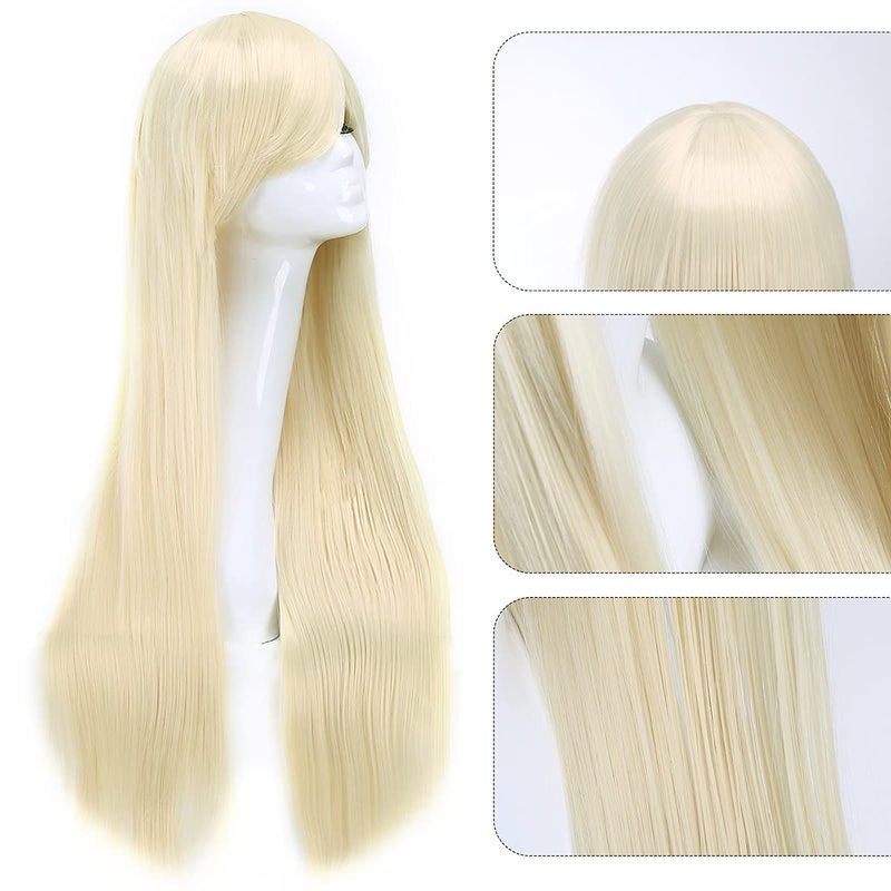 Akstore Wigs 32 inch Long Straight Anime Fashion Women's Cosplay Wig(Blonde) - Image 2